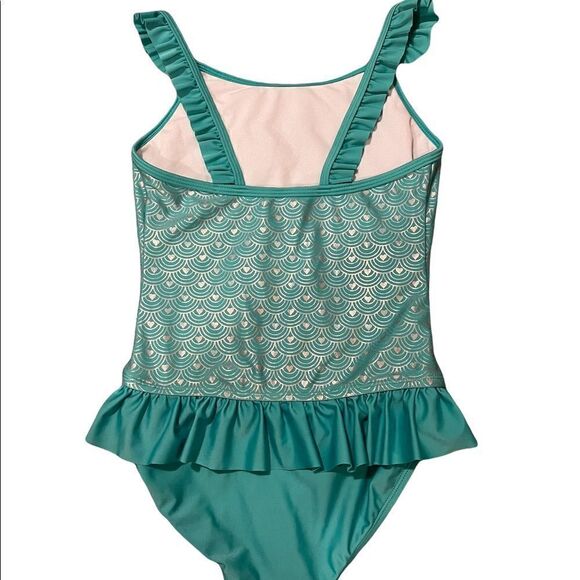 Cat & Jack Girls Turquoise Shimmermaid One Piece Swimsuit L (10/12) - Picture 3 of 6